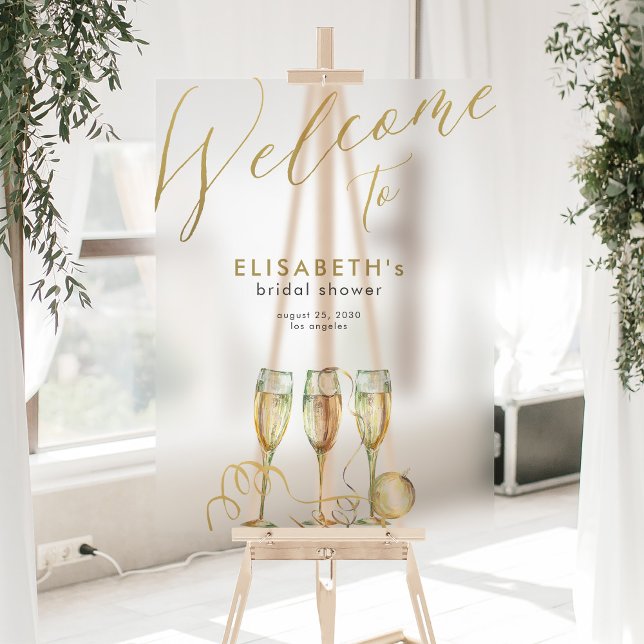 Champagne brunch and bubbly bridal shower welcome  acrylic sign (Creator Uploaded)