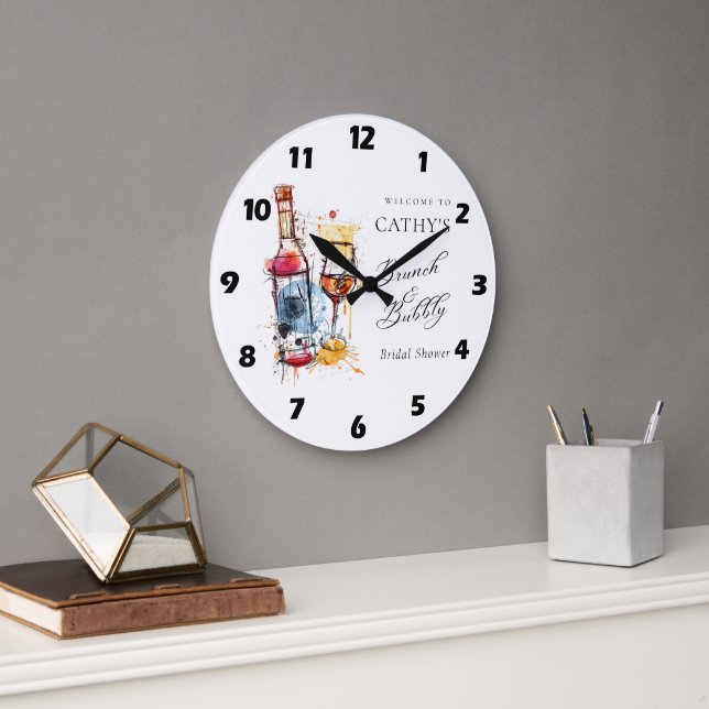 Champagne Brunch and Bubbly Bridal Shower Welcome  Large Clock (Office)