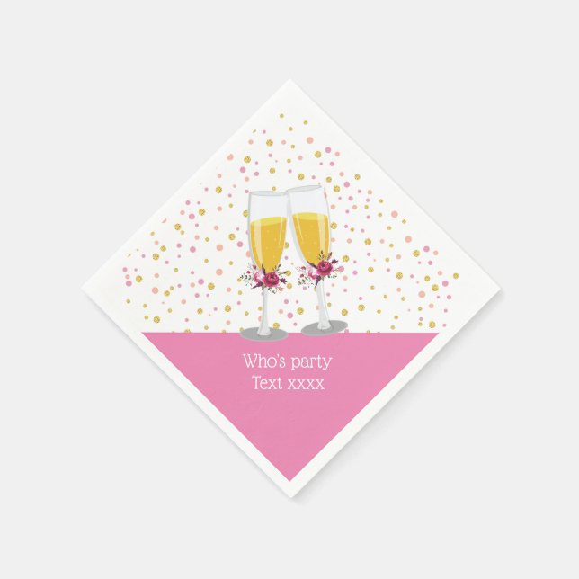 Champagne  Brunch and Bubbly cheers birthday Napkin (Corner)