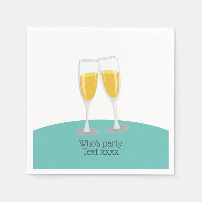 Champagne  Brunch and Bubbly cheers birthday Napkin (Front)