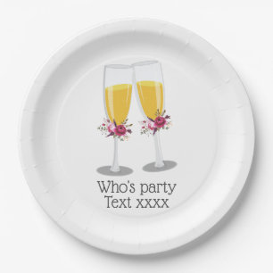 Champagne  Brunch and Bubbly cheers birthday Paper Plate
