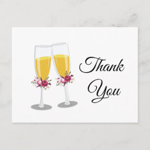 Champagne  Brunch and Bubbly cheers thank you Invitation Postcard
