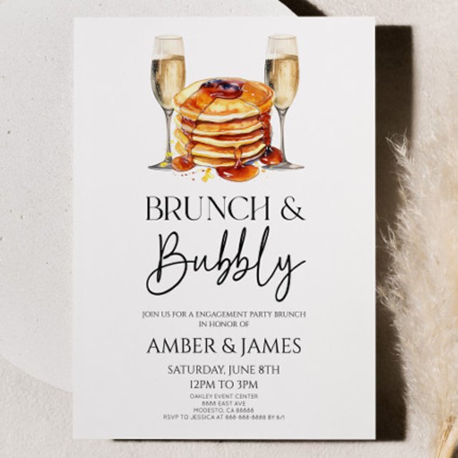 Champagne Brunch & Bubbly Engagement Party Brunch Invitation (Creator Uploaded)