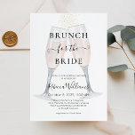 Champagne Brunch for the Bride Bridal Shower Invitation<br><div class="desc">Watercolor Rose Champagne Toasting Glasses Bridal Shower Invitation. Brunch and Bubbly Invitation.
Design features an elegant watercolor leaves frame with a modern style text layout. To make advanced changes,  please select "Click to customize further" option under Personalize this template.</div>