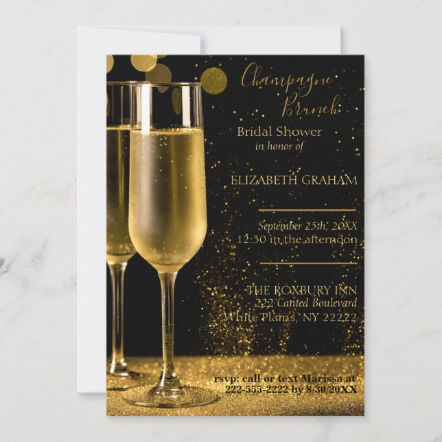 Champagne Brunch Invitation de la douche nuptiale (Devant)