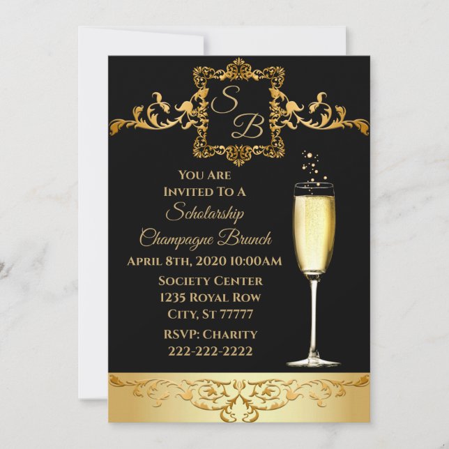 Champagne Brunch Scholarship Fundraiser Invitation (Front)