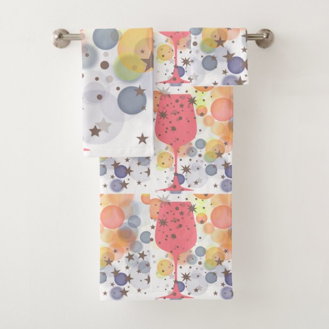 Champagne Bubbles Bath Towel Set (Insitu)