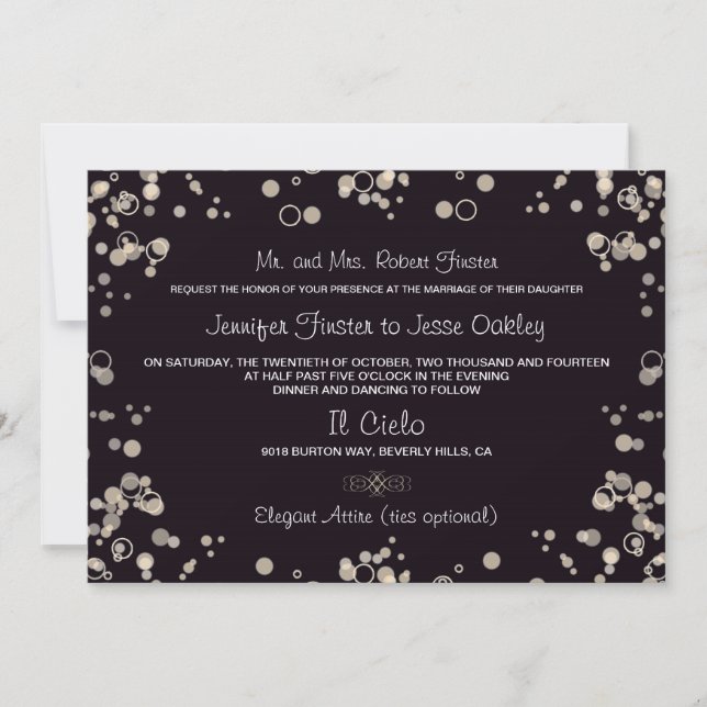 Champagne Bubbles - Black and Ivory Invitation (Front)