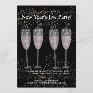 Champagne & Bubbles New Year's Eve Party Invitation