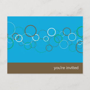 Champagne Bubbles on Aqua Party Invitation Postcard