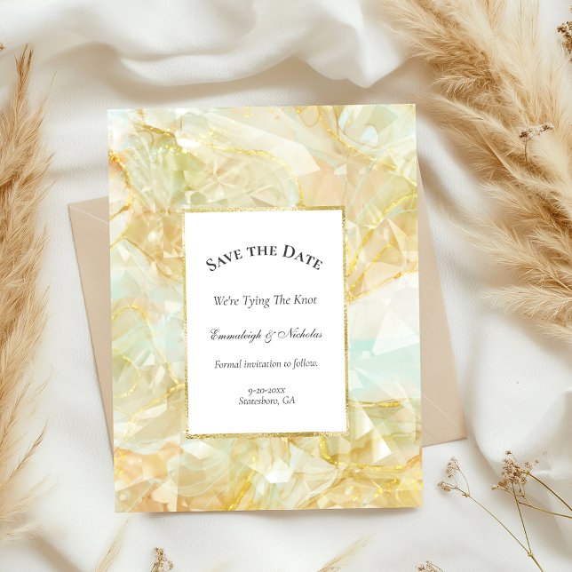 Champagne Burst Crystal Save the Date Postcard (Creator Uploaded)