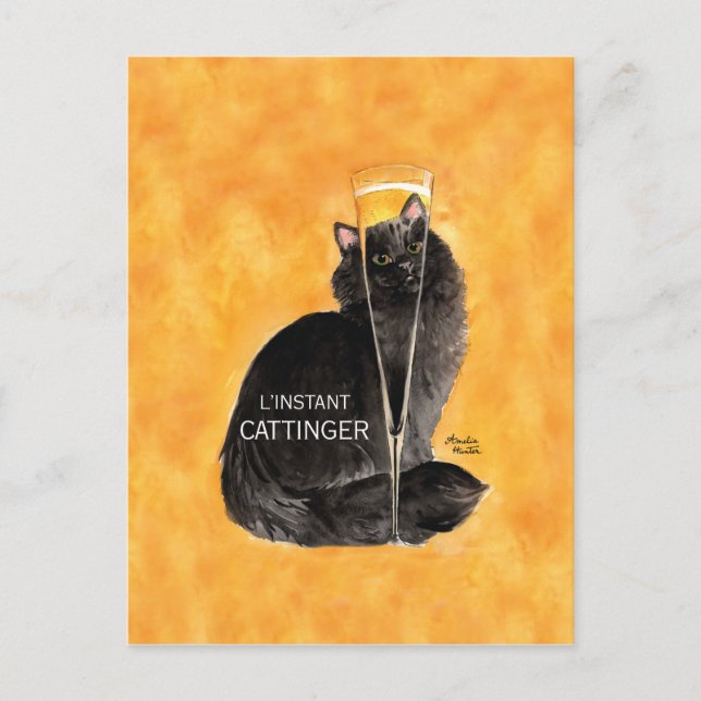 Champagne Cat Postcard (Front)