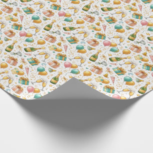 Champagne Celebration – Watercolor Birthday Design Wrapping Paper