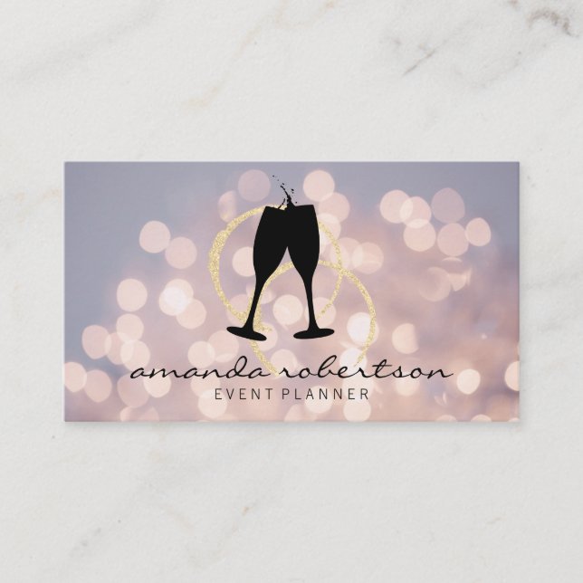 Champagne Cheers | Boke | Event Planner Business Card (Front)