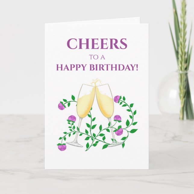 CHAMPAGNE CHEERS CARTE D'ANNIVERSAIRE (Devant)