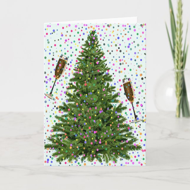 champagne christmas tree holiday card (Front)