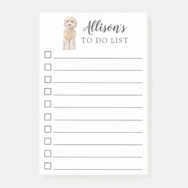 champagne cockapoo Dog Personalized To Do List Post-it Notes (Front)