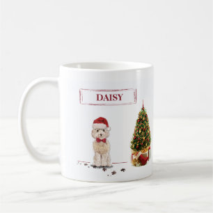 Champagne Cockapoo Funny Christmas Dog with Tree Coffee Mug
