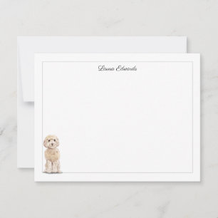 Champagne Cockapoo Grey Border Personalized Card
