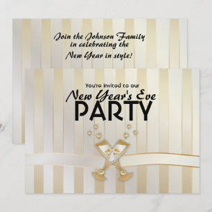 Champagne coeur Nouvel An Invitations