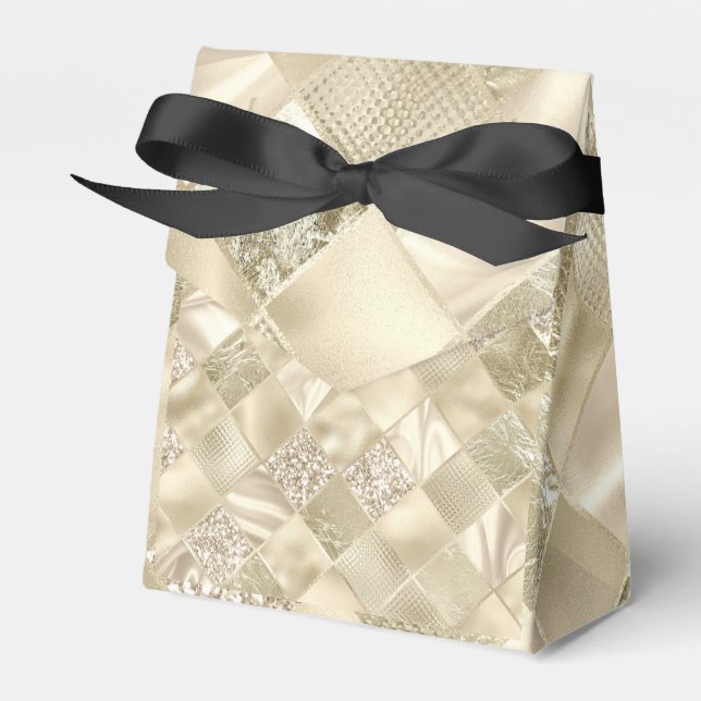 Champagne Colour Diamond Pattern Favor Box (Front Side)
