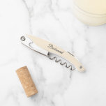 Champagne Colour Personalized Wedding Bridesmaid Corkscrew<br><div class="desc">Trendy champagne colour wine corkscrew opener for your wedding bridesmaid along with her name on back and printed in black,  stylized script. Personalize corkscrew by replacing name with your bridesmaid name. Available in many,  popular bridesmaid wedding colour schemes.</div>
