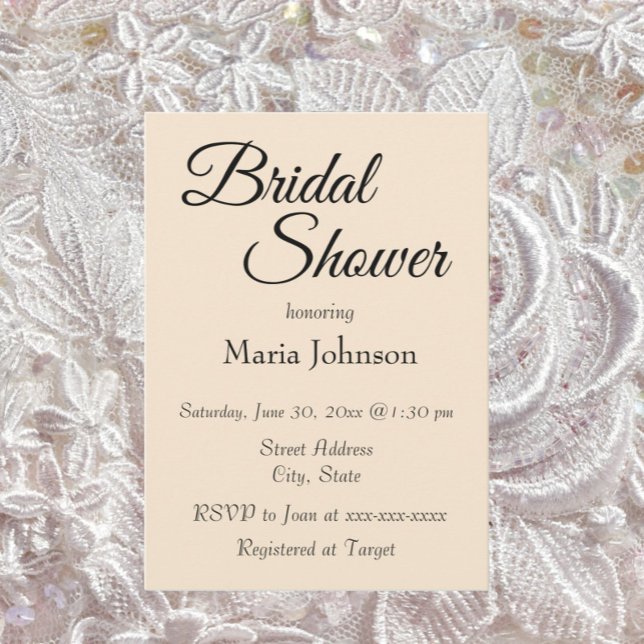 Champagne Colour Simple Style Bridal Shower Invitation (In Situ Wedding)