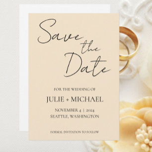 Champagne Colour Simple Style Wedding Save The Date