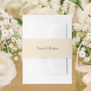 Champagne Colour Simple Stylized Name Wedding Invitation Belly Band