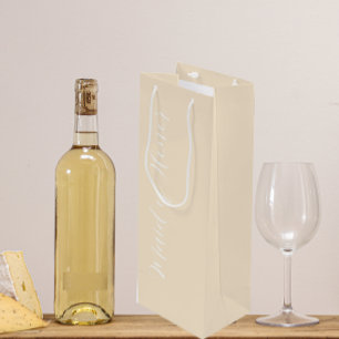 Champagne Colour Stylized Script Maid of Honour Wine Gift Bag
