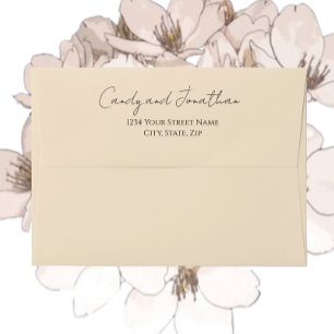 Champagne Colour Stylized Script Wedding Envelope