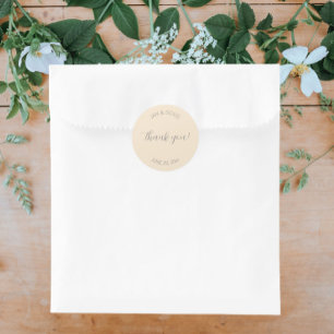 Champagne Colour Stylized Wedding Thank You Classic Round Sticker