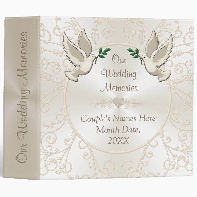 Champagne Coloured Personalized Wedding Photo Albu Binder (Front/Spine)