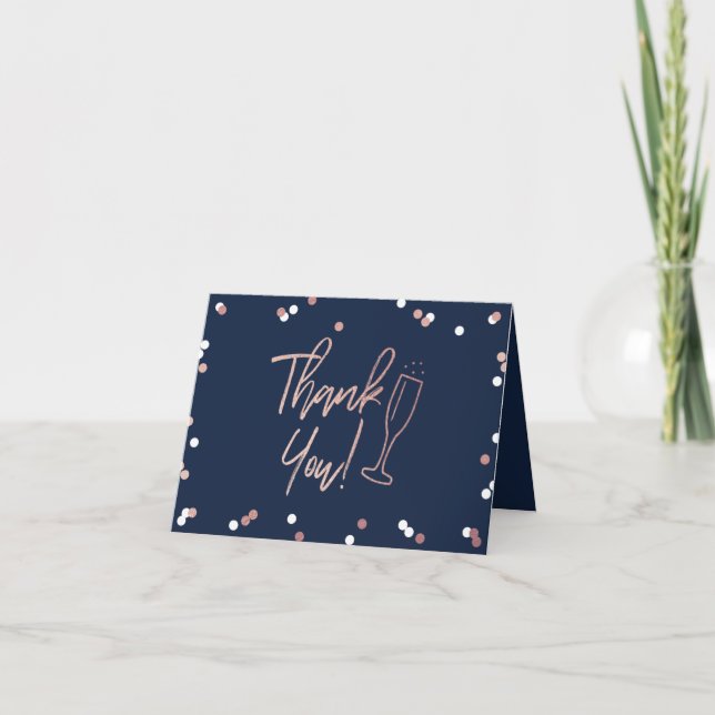 Champagne Confetti Wedding Thank You Card (Front)