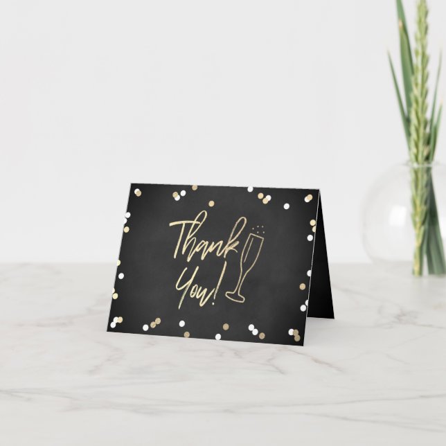 Champagne Confetti Wedding Thank You Card (Front)