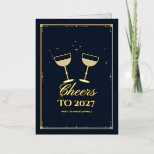 Champagne Coupes Toast Gold Foil New Year Card