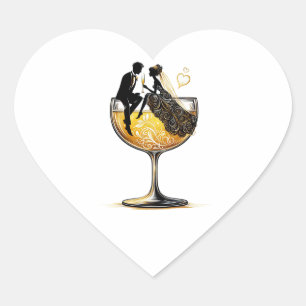 Champagne Couple Heart Sticker