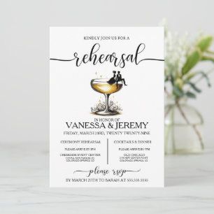 Champagne Couple Rehearsal Dinner Invitation