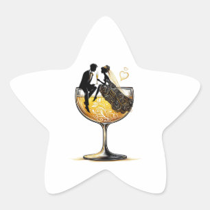 Champagne Couple Star Sticker