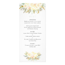 Champagne Cream and Mint Floral Wedding Menu Cards