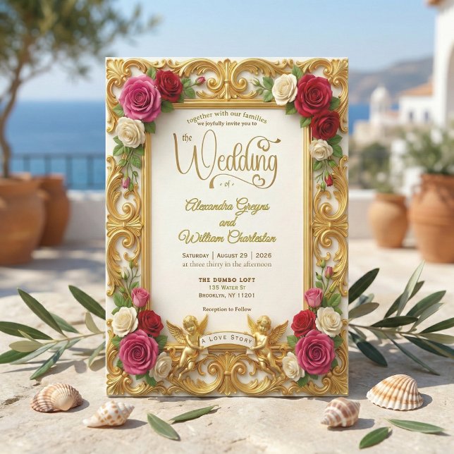 Champagne Cream & Blush Pink Faux Foil Wedding Invitation (Creator Uploaded)