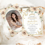 Champagne Cream Floral Sweet 16 Quinceañera Photo Invitation<br><div class="desc">(c) The Happy Cat Studio</div>