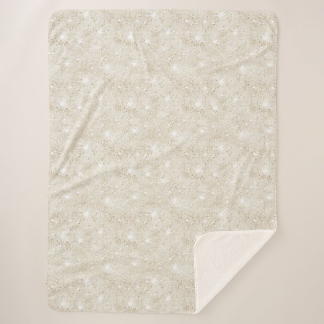 Champagne Cream Sand Glitter  Sherpa Blanket (Front)