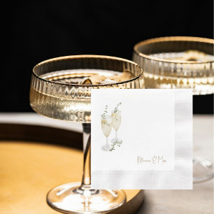 Champagne Custom Names Wedding Coined Napkin