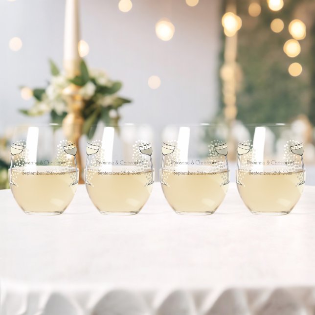 Champagne Design Wedding Stemless Wine Glass (Insitu (Wedding))