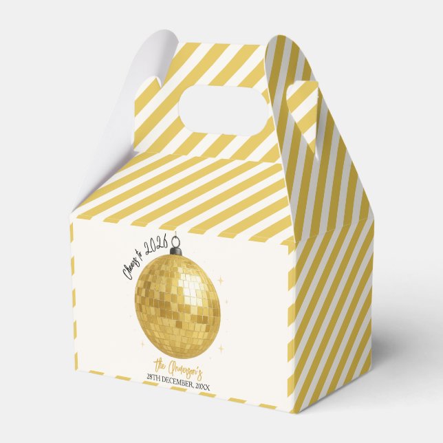 Champagne Disco Ball 2026 New Year Eve Favor Box (Front Side)