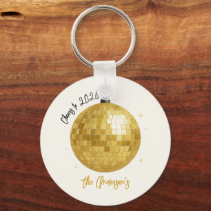 Champagne Disco Ball 2026 New Year Eve Keychain