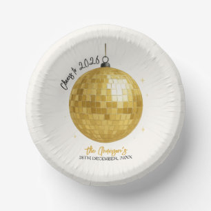 Champagne Disco Ball 2026 New Year Eve Paper Plate