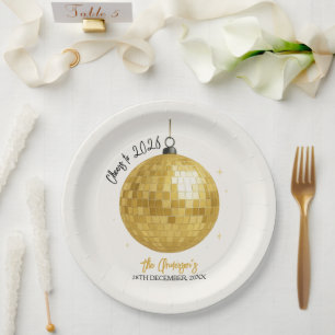 Champagne Disco Ball 2026 New Year Eve Paper Plate
