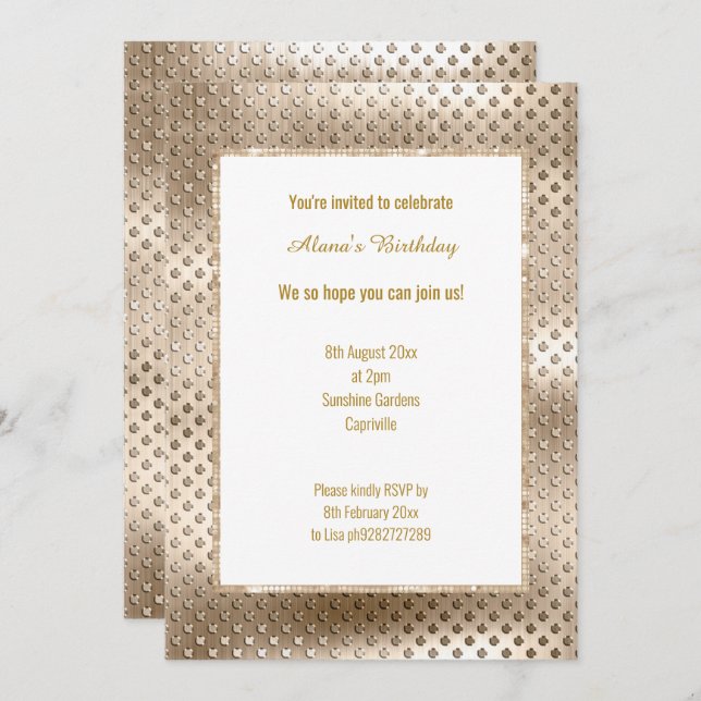 CHAMPAGNE DISCO DENT INVITATION (Front/Back)